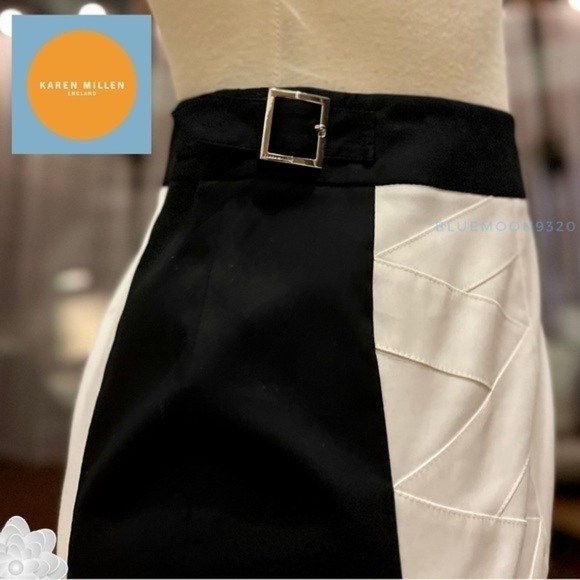 KAREN MILLEN ENGLAND Black and White Color Pencil Skirt NWT 6 See Measurements - Picture 5 of 12